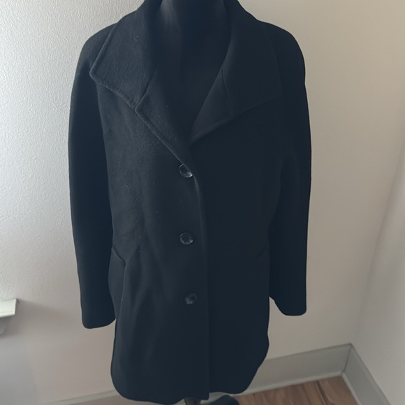 Talbots Sz 10 black camel hair single front pea coat - Picture 2 of 10